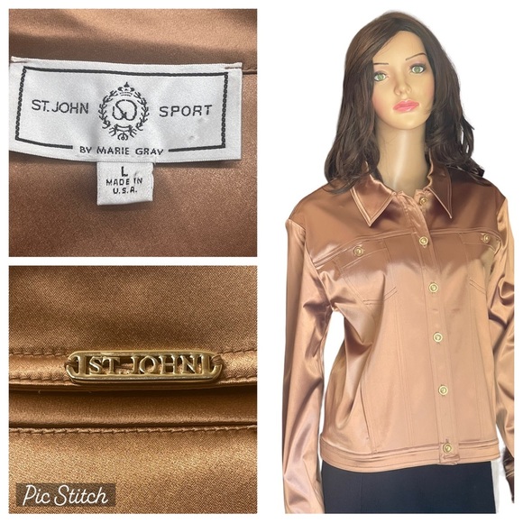 Gorgeous St. John Copper Satin brown Jacket Size L